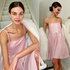 Mestiza New York Margot Sequin Mini Dress Pink Barbiecore Balletcore Sleeveless